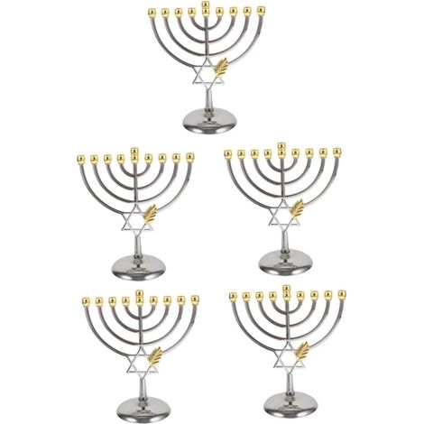5 Pièces 9 Chandelier à Neuf têtes Bougies Hanukkah Chandeliers Decoration degisements Bougeoir rituel décor Ange vacillant à 9 Branches Métal (1/5)