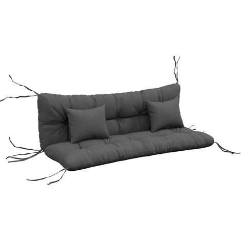 Back and Seat Cushion Replacement with 2 Pillows, Patio Chair Cushions Set with Ties, Charcoal Grey