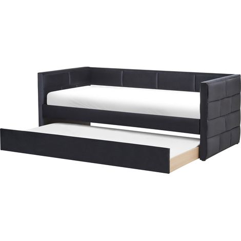 Ausziehbett Samtstoff CHAVONNE 90 x 200 cm Schwarz (1/5)