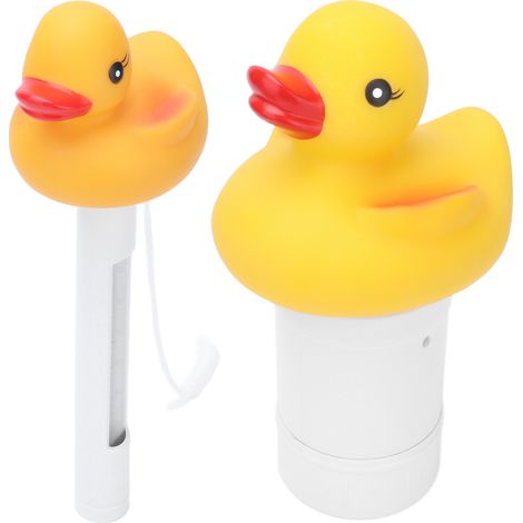 Lot de 2 accessoires piscine : canard thermomètre eau et canard distributeur de chlore (1/5)