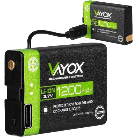 Batterie Li-ion Vayox VA0255 3,7 V 1200 mAh pour lampes frontales (1/5)