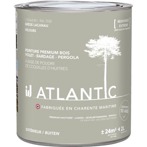 Peinture bois extérieurs - RAL 7032 grège Lacanau - 2L - ATLANTIC (1/3)