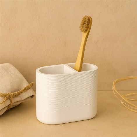 Exagonshop Portaspazzolini doppio in poliresina bianco Marika