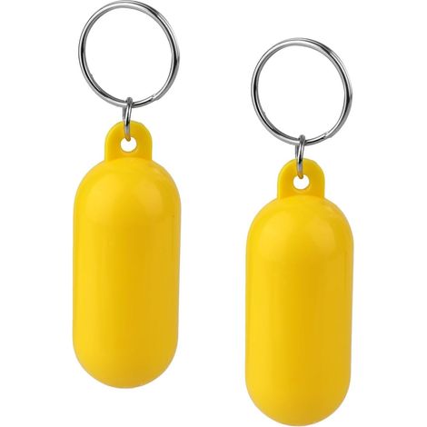 llaveros flotantes con forma de barco, 6,5 x 2,5 cm, de plástico amarillo, forma ovalada, ideales para paseos en barco, surf, remo, pesca y deportes al aire libre. (1/5)