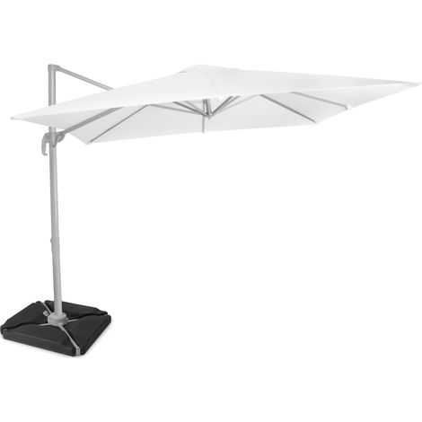 VONROC Freitragender Premium-Sonnenschirm Pisogne 300x300cm – Robuster Sonnenschirm – Kombi-Set inklusive füllbaren Premium-Sonnenschirmfliesen – Um 360° drehbar – Neigbar – UV-beständiges Segeltuch –