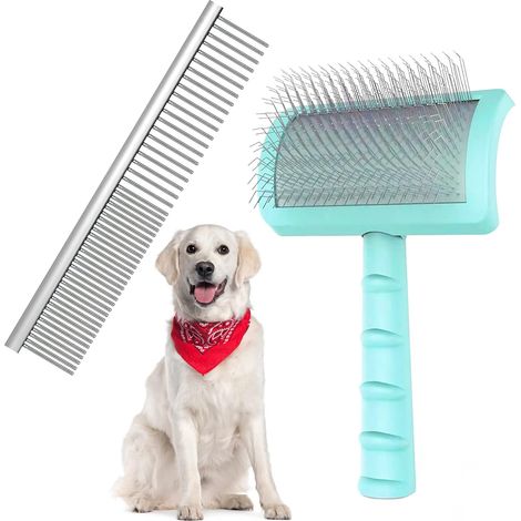 Grande brosse et peigne fixes pour animaux de compagnie, épingles extra longues (1/5)