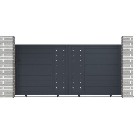 Portail coulissant aluminium 300x142 cm – Finition thermolaquée anthracite – Ouverture réversible – Résistant aux intempéries – X-Metal