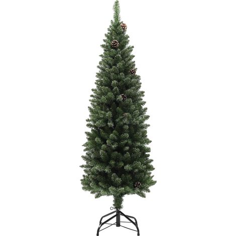 Árbol de Navidad 150 cm árbol de Navidad artificial con 395 ramas 30 piñas y soporte de metal árbol Navideño para salón interior verde (1/5)