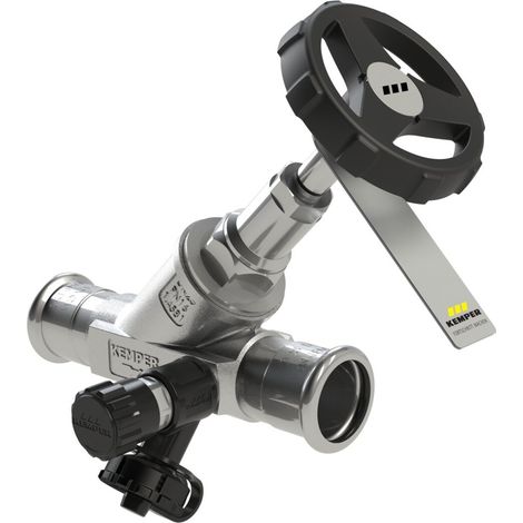 Kemper NIRO válvula de corte de paso recto, con válvula de vaciado, MAPRESS, figura 073 01, DN 40, 0730104000