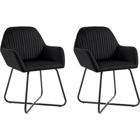 Chaise velours noir et pieds métal Mikee - Lot de 2 (1/5)