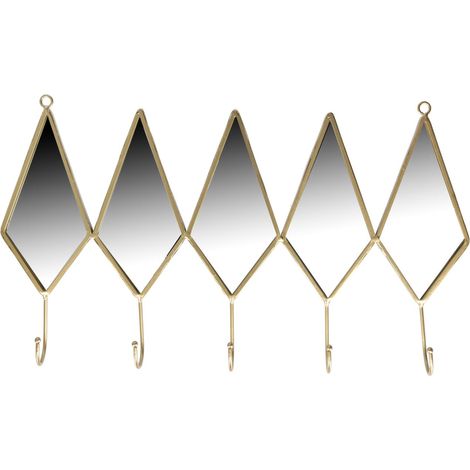 5-Sitzer-Kleiderbügel aus Metall mit goldenem Spiegel cm45,5x26,5x5