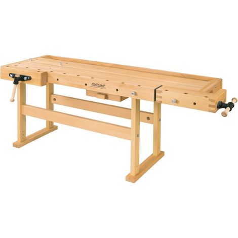 Ramia - Etabli de bois PRO (bois de hêtre massif) 2120x760x860 mm - PREMIUM Plus