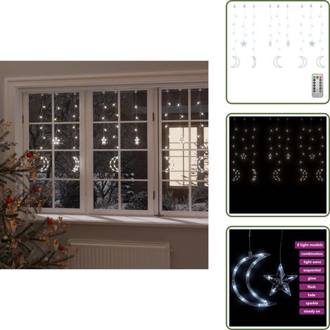 Luci decorative - vidaXL Luci Fatate Stella e Luna con Telecomando 138 LED Bianco Freddo - Luci a LED