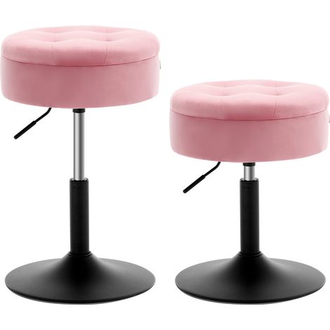 WOLTU 2er Barhocker Esszimmerstühle Schminkhocker mit Stauraum Höhenverstellbar 49-64cm, 360° Drehbar, SPA Arbeitshocker, für Bar Schminktisch Kücheninsel Tresen, Rosa (1/5)