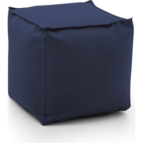 Dmora - Puff Dabbey, Multifunktionshocker, 100% Made in Italy, Relaxsessel aus gepolstertem Stoff, Cm 45x45h45, Blau