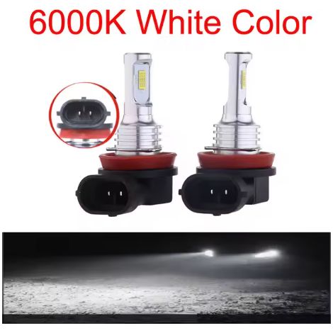 Packung mit 2 H11 H8 LED-Lampen für Autoscheinwerfer, 12V 80W hohe Leistung, Nebelscheinwerfer 6000K.