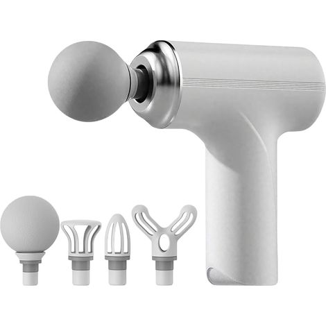 Pistolet de massage électrique USB (blanc), pistolet de massage des fascias, pistolet de massage corporel à vibrations haute fréquence (1/5)
