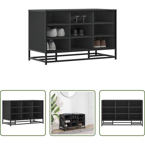 vidaXL Metallschuhbank - Schuhbank Schwarz 84x40x53,5 cm Holzwerkstoff und Metall (1/5)