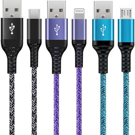 Cable USB C Charge Rapide, [1M+1M+2M] Chargeur Type C Câble USB A vers USB C pour Samsung Galaxy S25 S24 Ultra S23 FE S22 S21 A55 5G A54 A53 A35 A34 A25 A15 A14 A13, iPhone 16 15, Xiaomi Redmi Note 13