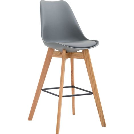 aburete de bar x1 estilo escandinavo con asiento de plástico gris y PVC y estructura de madera natural 10000571 (1/5)