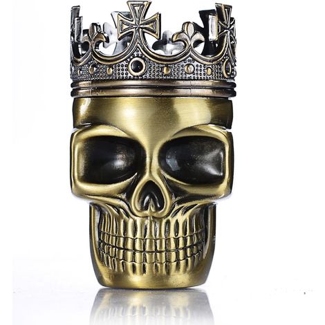 Grinder King Skull Age Couronné Roi Crâne Pollen Crusher pour épice,café,Herb Épices (Bronze) (1/5)