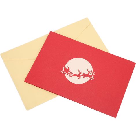 Greeting Card Three Dimensional Deer Cart Shape Christmas Decorative Paper with Envelope (1/5)