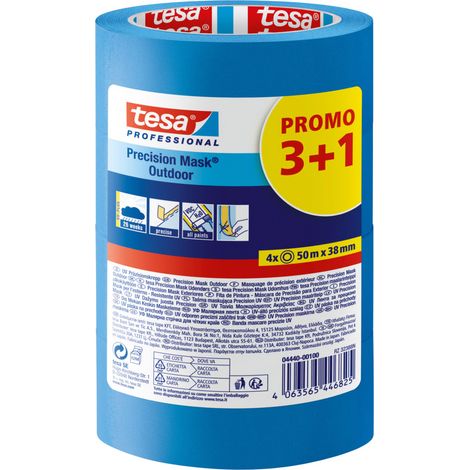 Lote de 3 + 1 cinta de enmascarar de precisión para exteriores azul Tesa 50 m x 38 mm - Tesa Edificio