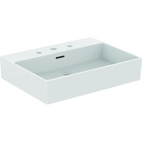 Lavabo EXTRA 600x450x150mm bianco con rubinetteria IdealPlus 3 fori, con troppopieno IDEAL STANDARD