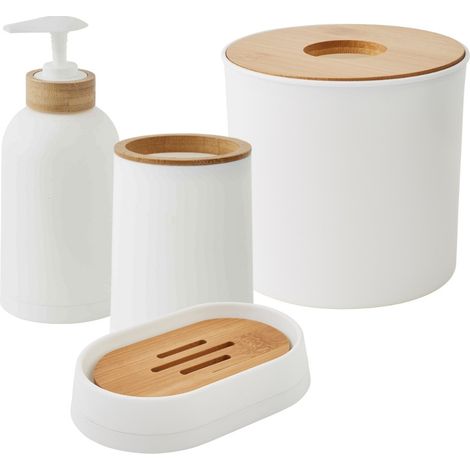Set salle de bain uni 4 pièces bambou (1/5)