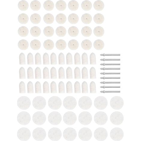 Kit de polissage 88 pièces en feutre laine, disques de lustrage pour perceuse et outil rotatif, accessoires de finition (1/5)
