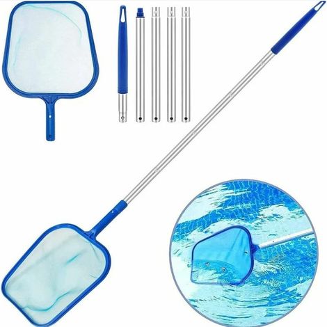 Écumoire de piscine, kit de nettoyage de feuilles, filet de piscine avec tige télescopique, filet d'écumoire de piscine à mailles fines pour spas, piscines, spas, étangs de jardin