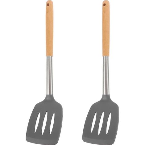 Ustensile de cuisine multifonctionnel en silicone avec long manche anti-brûlure (lot de 2) (1/5)