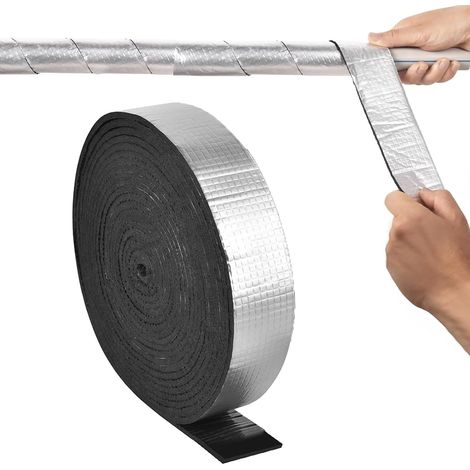 (1 Rolle)Tube de Mousse d'Isolation pour Tuyau de Chauffage 5CM x 10M Auto adhésif Isolant Thermique Tuyaux Enveloppe Insulation Wrap pour Protection Contre le Gel Hivernal Intérieur et Extérieur (1/5)