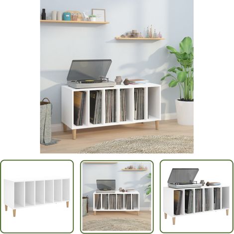 The Living Store Armoire à disques blanc 100x38x48 cm bois d'ingénierie - Meuble Vinyle - Étagère Disque - Rangement Musique - Bibliothèque Audiophile - Support Tournivelle (1/5)