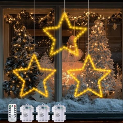 Lumineuse Extra-Large 3 Pièces, 30 CM 40 LEDs Guirlande Lumineuse Étoile de Noël à Piles, Télécommande (1/5)