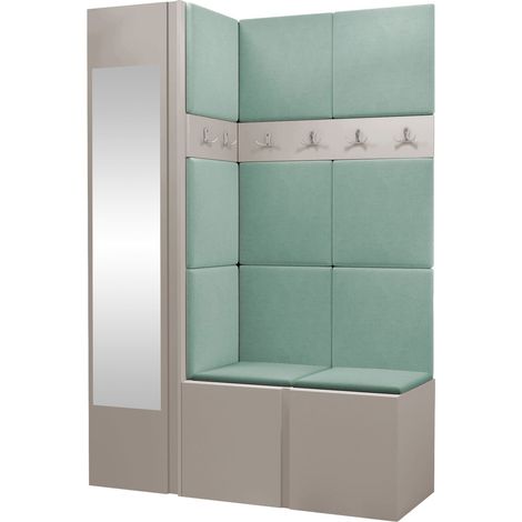 Conjunto para recibidor Hartford 277, Cachemira, 186x124x46cm, Espejo, Aglomerado laminado, Tapiz, Colocada, Montada en la pared