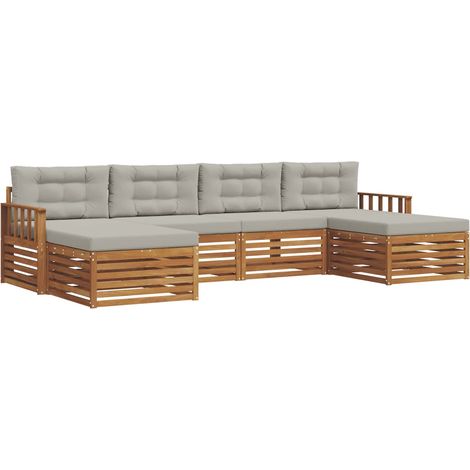 Conjunto de sofás de exterior 6 uds. Gris Natural y Claro vidaXL (1/5)