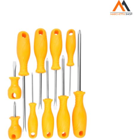 SET CACCIAVITI 10pz TAGLIO E CROCE GIRAVITI MISTI CACCIAVITE TOLSEN (1/2)