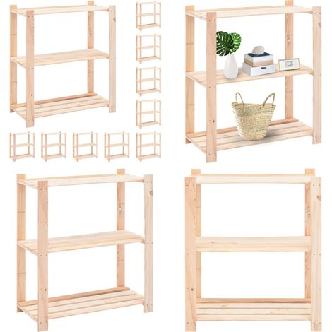 Lagerregale 3 Böden 10 Stk. 80x38x90cm Massivholz Kiefer 150kg - Industrieregal - Holzregal - Lagerregal - Massivholzkasten - Stauraumlösungen - Home & Living (1/5)