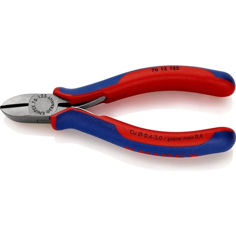 KNIPEX 76 12 125 Tronchese laterale per elettromeccanica con manici multicomponente atramentata nera 125 mm