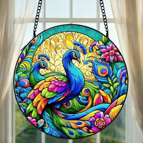 Attrape-soleil dauphin vitrail 9 cm décoration fenêtre suspendue animal lumineux cadeau femme (1/5)