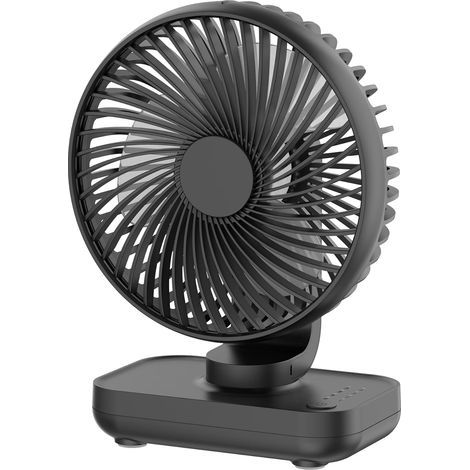 USB Desk Fan,4000mAh Rechargeable Battery Portable Table Fan with 4 Speeds ,Powerful Cooling Desktop Silent Fan for Home Office Bedroom and outdoor(Black) (1/5)