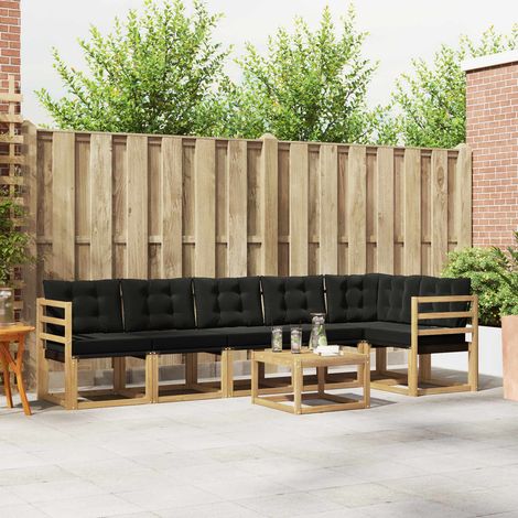 vidaXL Outdoor-Sofagarnitur mit Kissen 7 pcs Weiß und Schwarz (1/5)