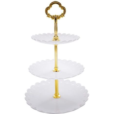 Cake Stand - 3-Tier Acrylic Serving Stand with Handle - for Cakes Cupcakes Fruit Desserts - Foldable Party Wedding Display Stand - 1 Piece (1/5)