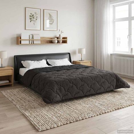 Ganzjahresbettdecke Gepolstert Anthrazit 240 x 260 cm