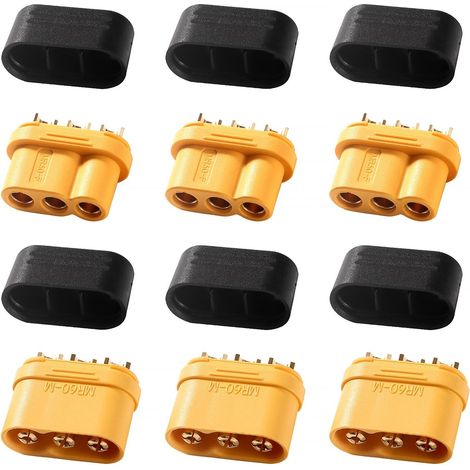 3 Paires MR60 Batterie Connecteur, MR60 Gaine Connecteur, MR60 Connecteur mâle et Femelle, pour RC Lipo Battery (1/5)