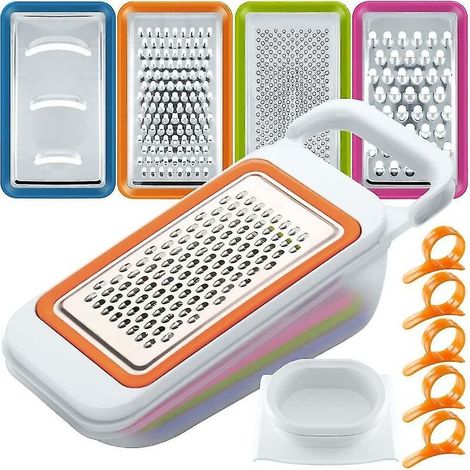 Fruit Vegetable Slicers Set With Orange Peelers 4 Packs Multi-functional Spiralizer Dicer Cutter Chopper Grater With Container For Kitchen With 5 C (1/5)