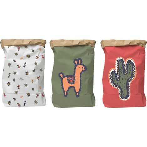 Lot de 3 sacs en kraft 30x18x60cm Blanc Kaki et Rose LALAMA (1/5)