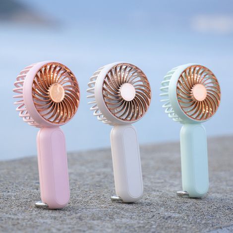 Ventilateur portable à main, 1200 mAh, rechargeable par USB, petit ventilateur à piles avec 3 vitesses pour une utilisation intérieure et extérieure, en voyage, dans les transports, pour se maquiller (1/5)