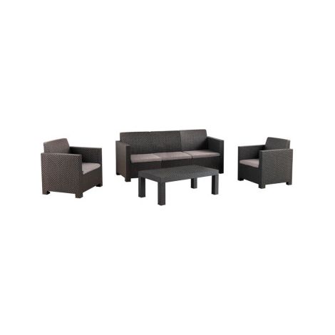 SP Berner - Set de Muebles de Jardín y Terraza Diva Belice Color Grafito - Sofá 3 Plazas, 2 Sillones y Mesa de Centro - Fabricado en España con Plástico Reciclado (1/9)
